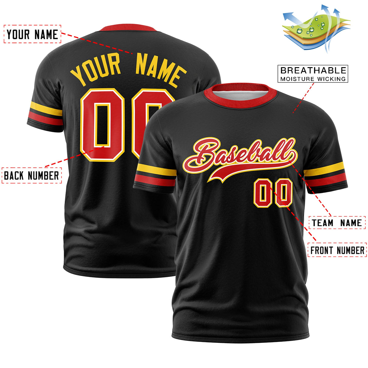 Custom Black Red Classic Style Stripe Fashion T-shirt| KXKSHOP