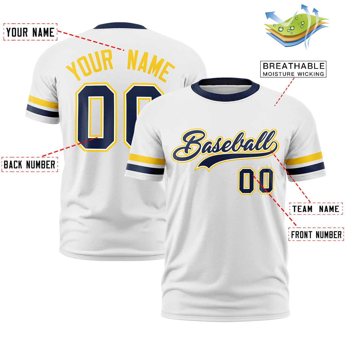 Custom White Navy Classic Style Stripe Fashion T-shirt| KXKSHOP
