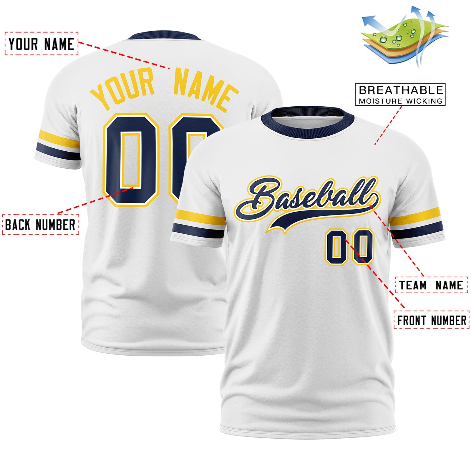 Custom White Navy Classic Style Stripe Fashion T-shirt| KXKSHOP