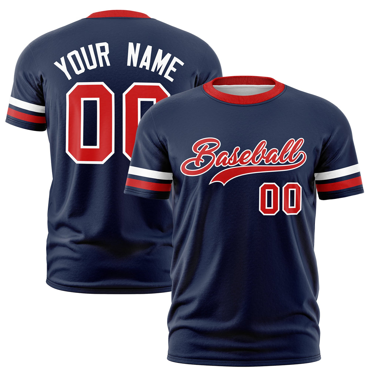 Custom Navy Red Classic Style Stripe Fashion T-shirt| KXKSHOP