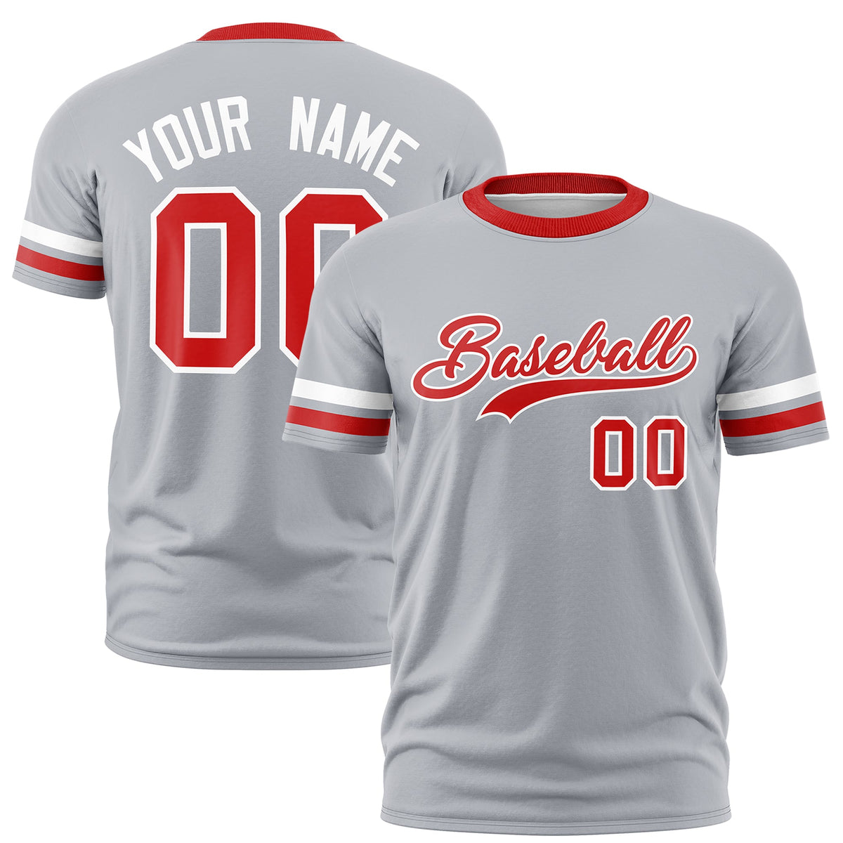 Custom Gray Red Classic Style Stripe Fashion T-shirt| KXKSHOP