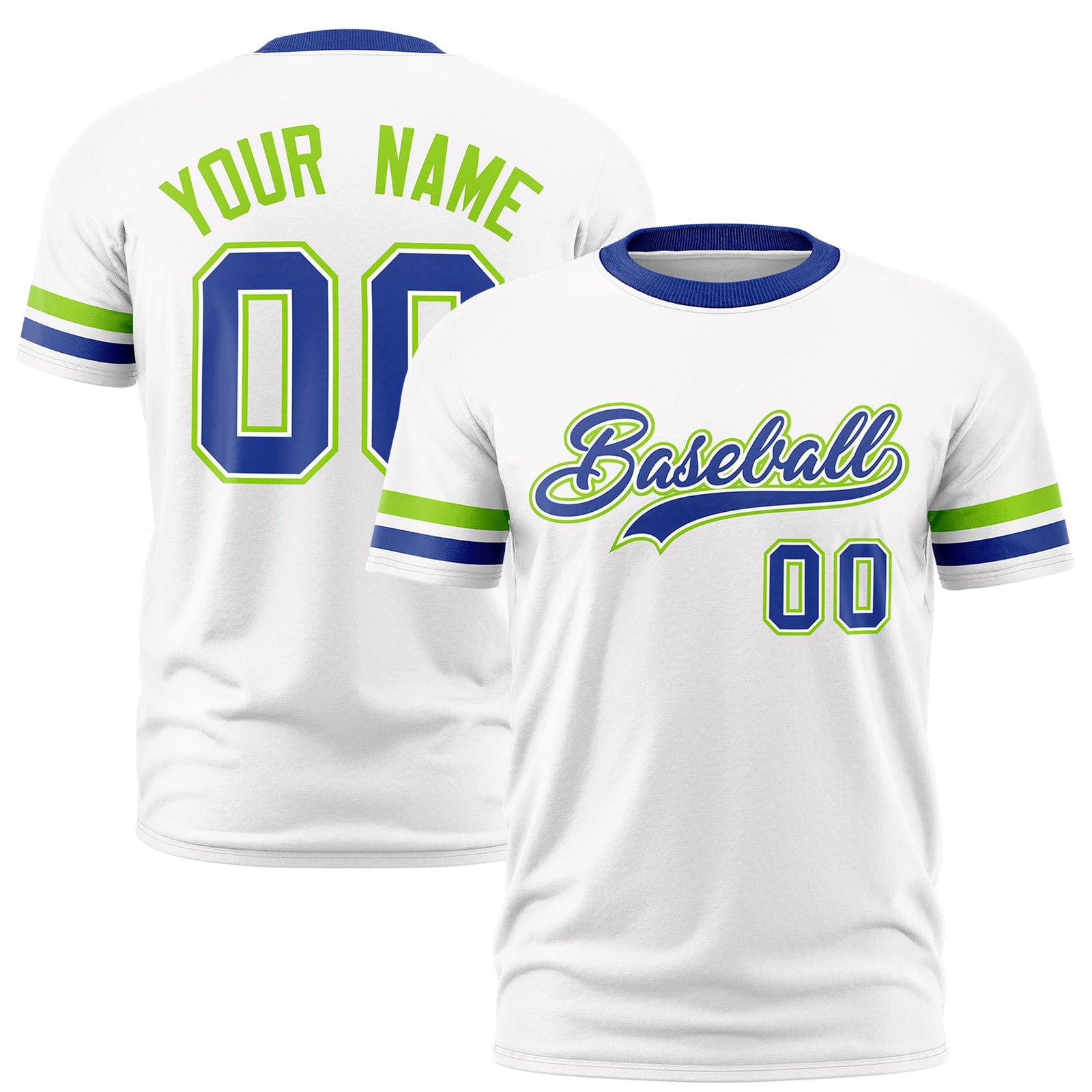Custom White Royal Blue Classic Style Stripe Fashion T-shirt| KXKSHOP