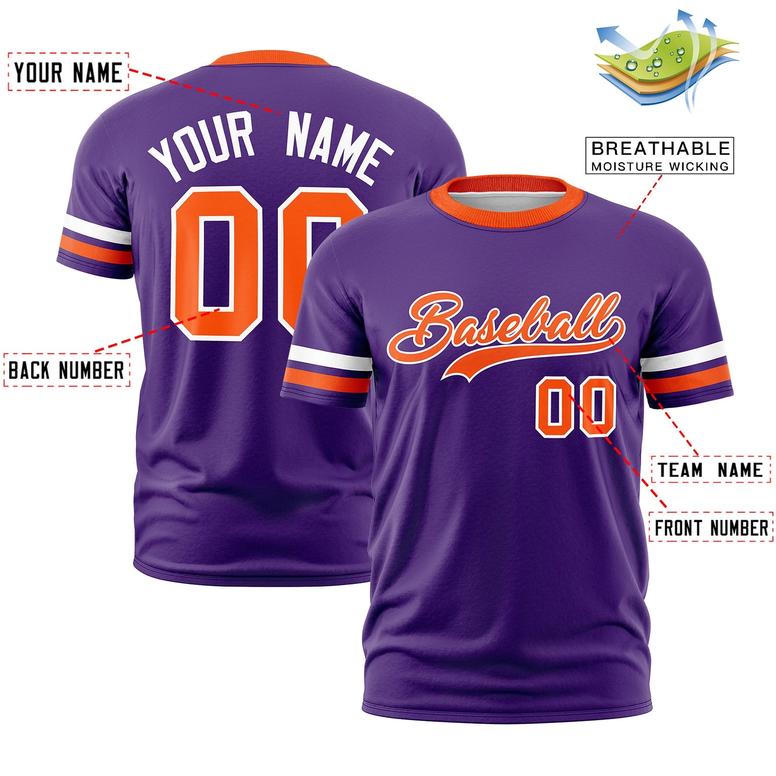 Custom Purple Orange Classic Style Stripe Fashion T-shirt| KXKSHOP