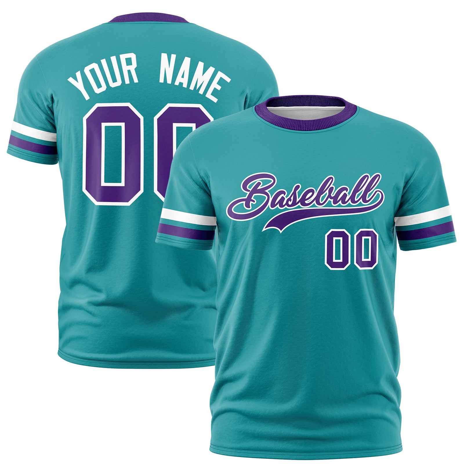 Custom Aqua Purple Classic Style Stripe Fashion T-shirt| KXKSHOP