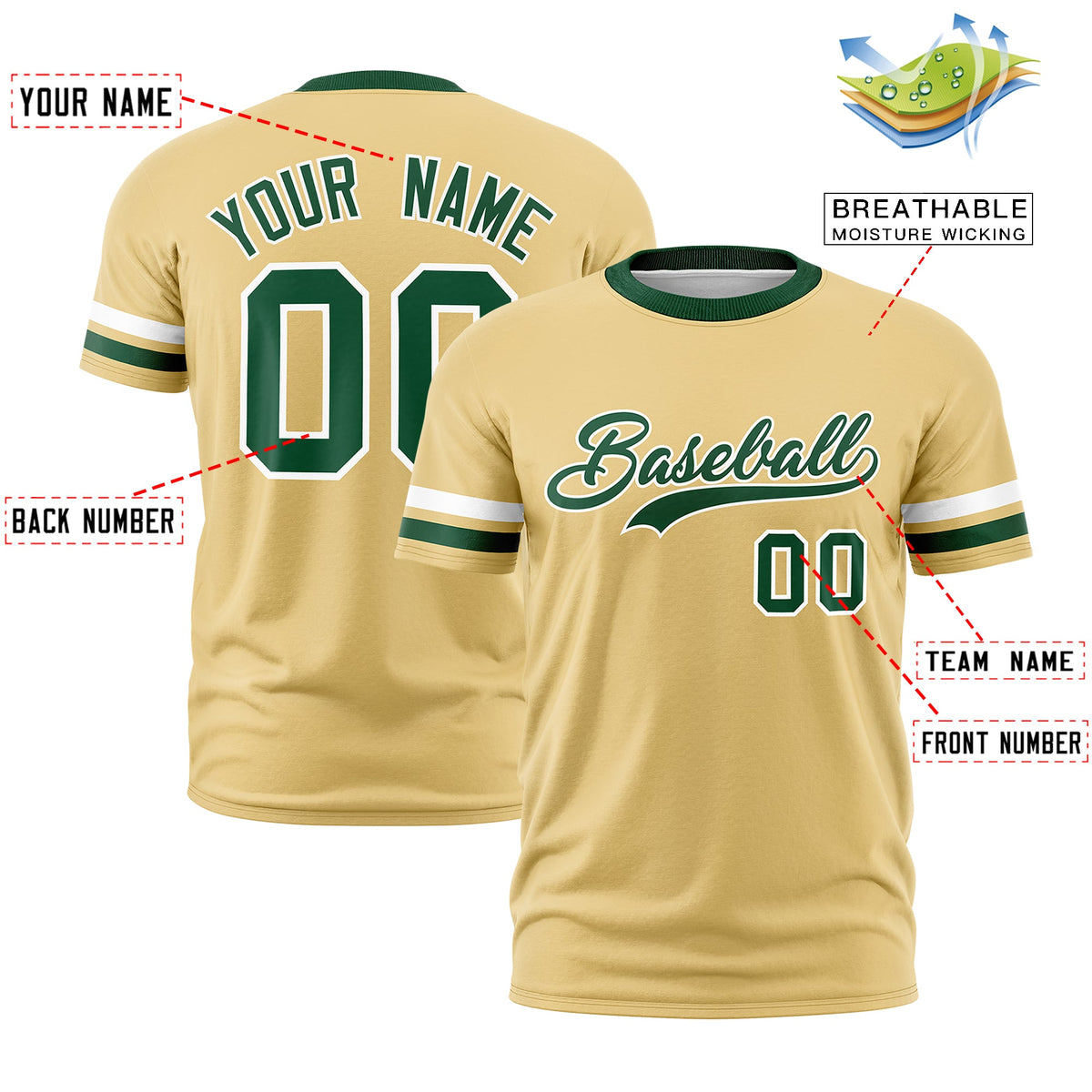 Custom Khaki Green Classic Style Stripe Fashion T-shirt| KXKSHOP