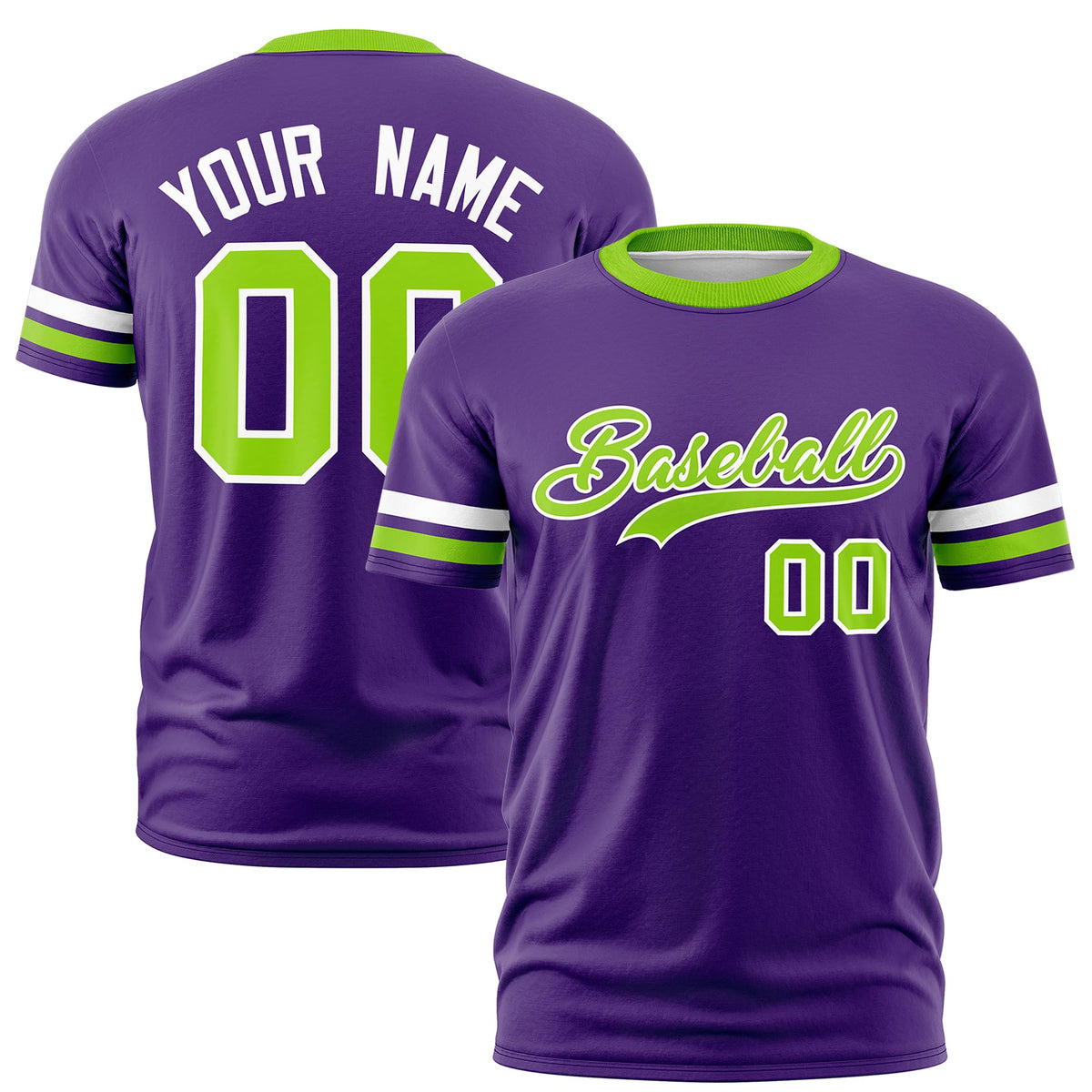 Custom Purple Neon Green Classic Style Stripe Fashion T-shirt| KXKSHOP