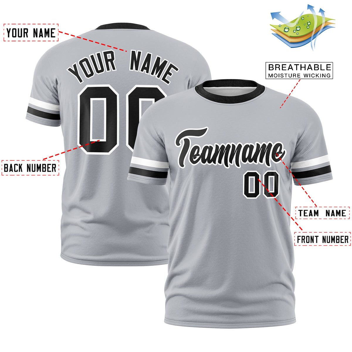 Custom Gray Black Classic Style Stripe Fashion T-shirt| KXKSHOP