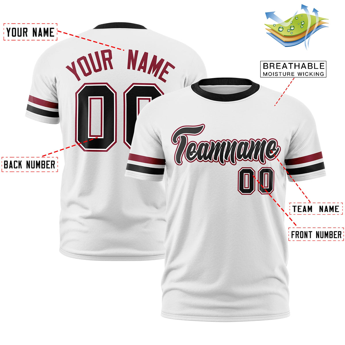 Custom White Black Classic Style Stripe Fashion T-shirt| KXKSHOP