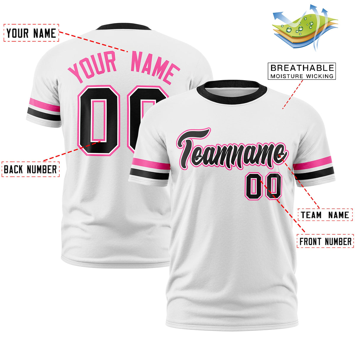 Custom White Black Classic Style Stripe Fashion T-shirt| KXKSHOP