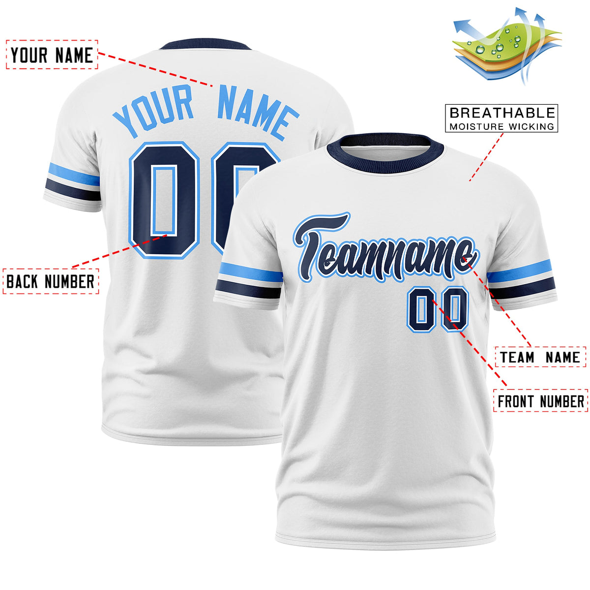 Custom White Navy Classic Style Stripe Fashion T-shirt| KXKSHOP
