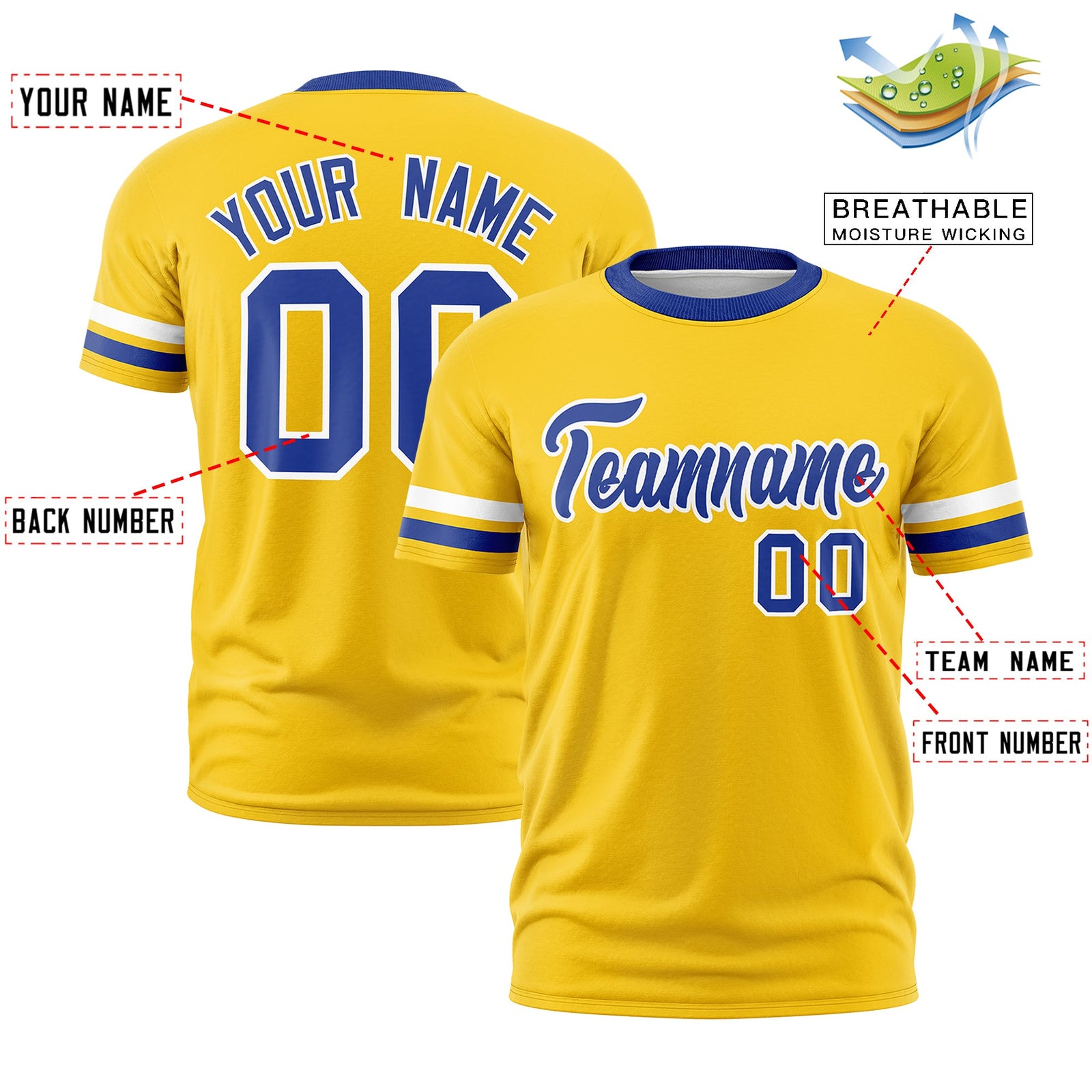 Custom Gold Royal Blue Classic Style Stripe Fashion T-shirt| KXKSHOP