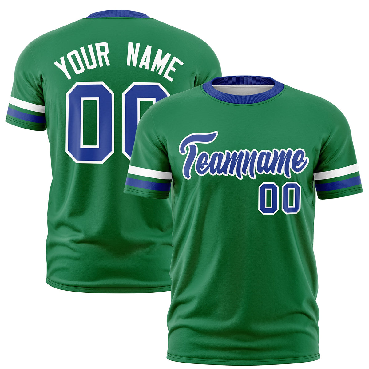 Custom Kelly Green Royal Blue Classic Style Stripe Fashion T-shirt| KXKSHOP