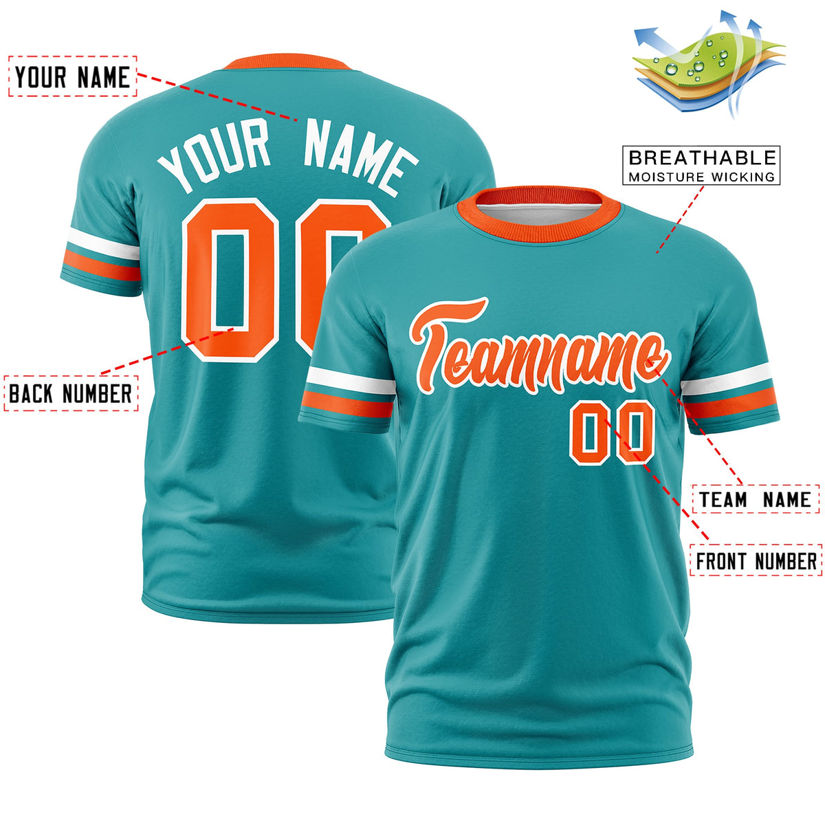 Custom Powder Blue Orange Classic Style Stripe Fashion T-shirt| KXKSHOP