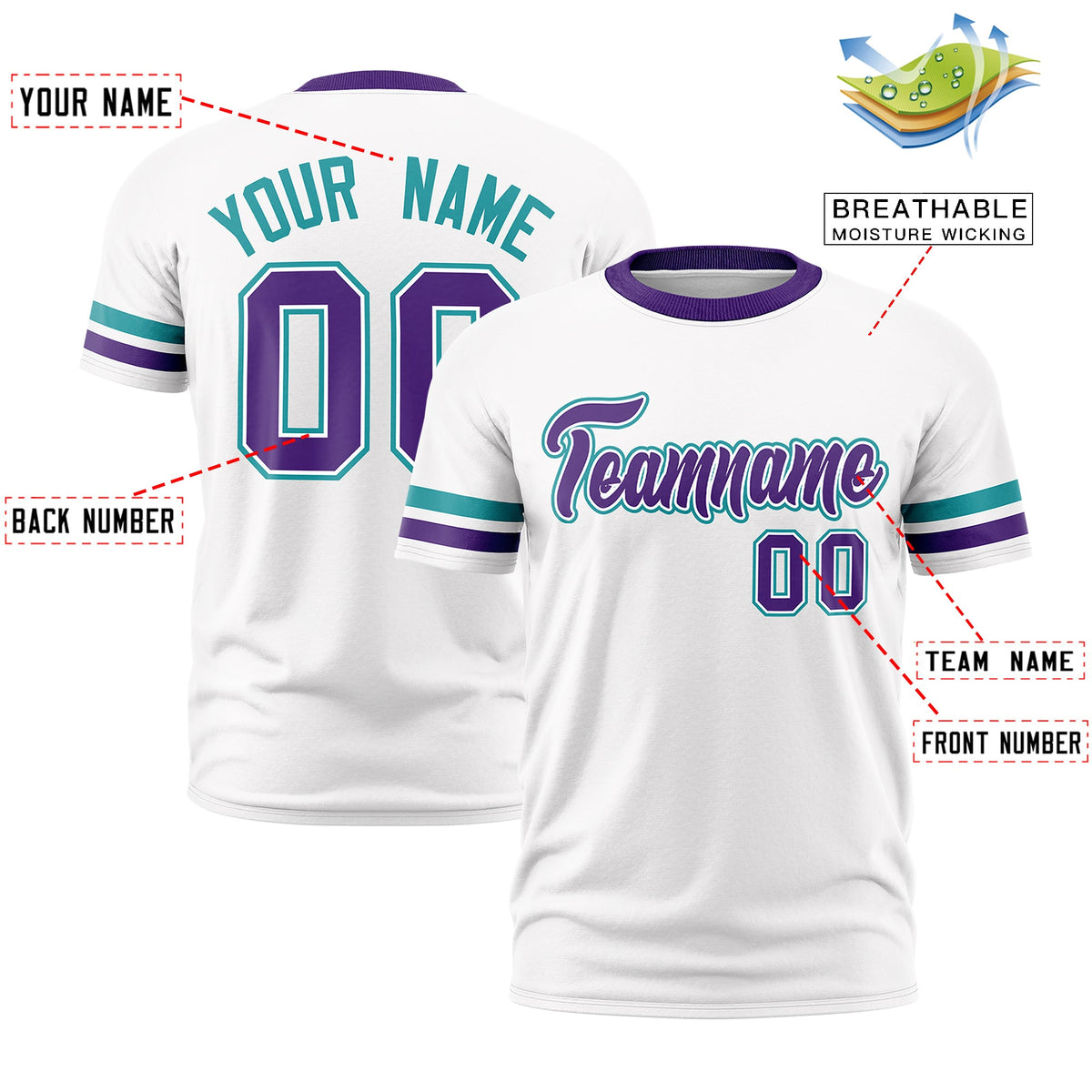 Custom White Purple Classic Style Stripe Fashion T-shirt| KXKSHOP