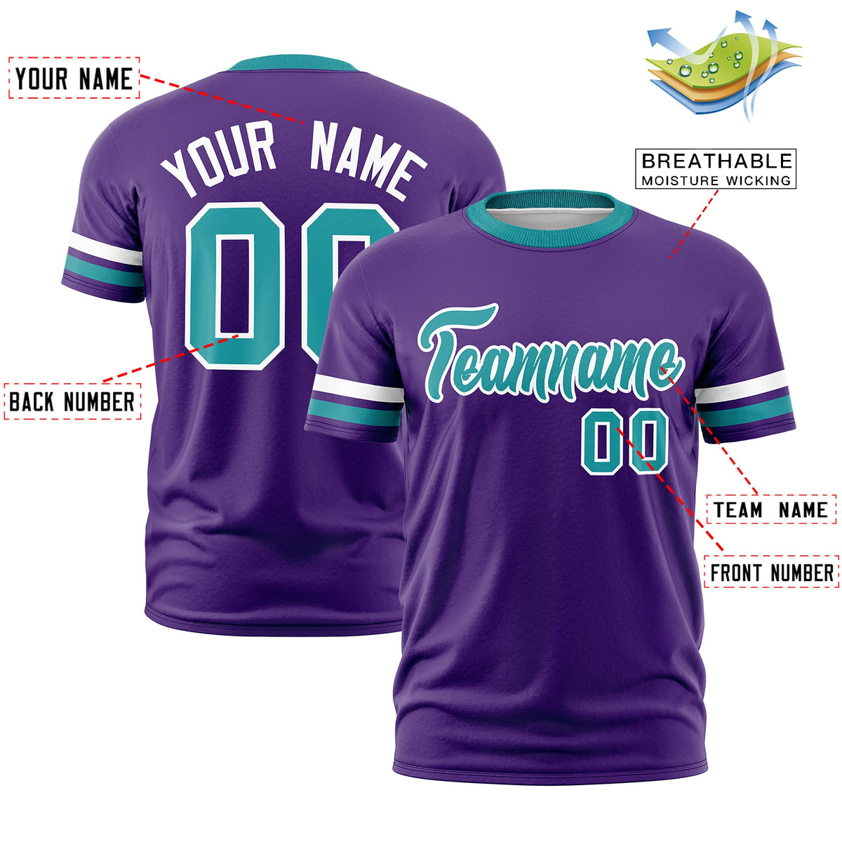 Custom Purple Aqua Classic Style Stripe Fashion T-shirt| KXKSHOP