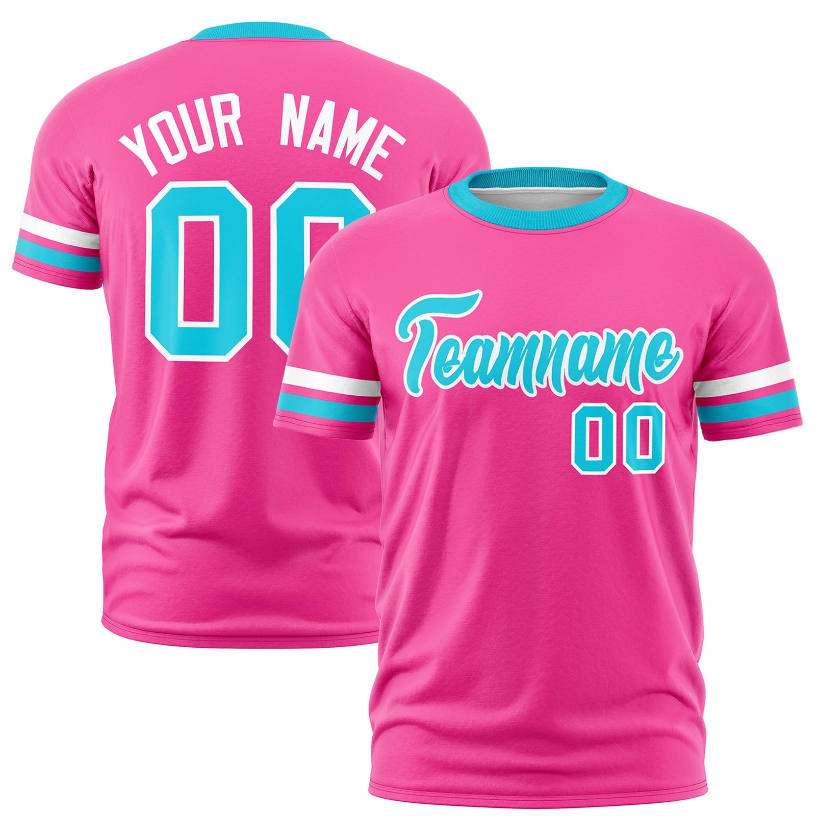 Custom Pink Sky Blue Classic Style Stripe Fashion T-shirt| KXKSHOP