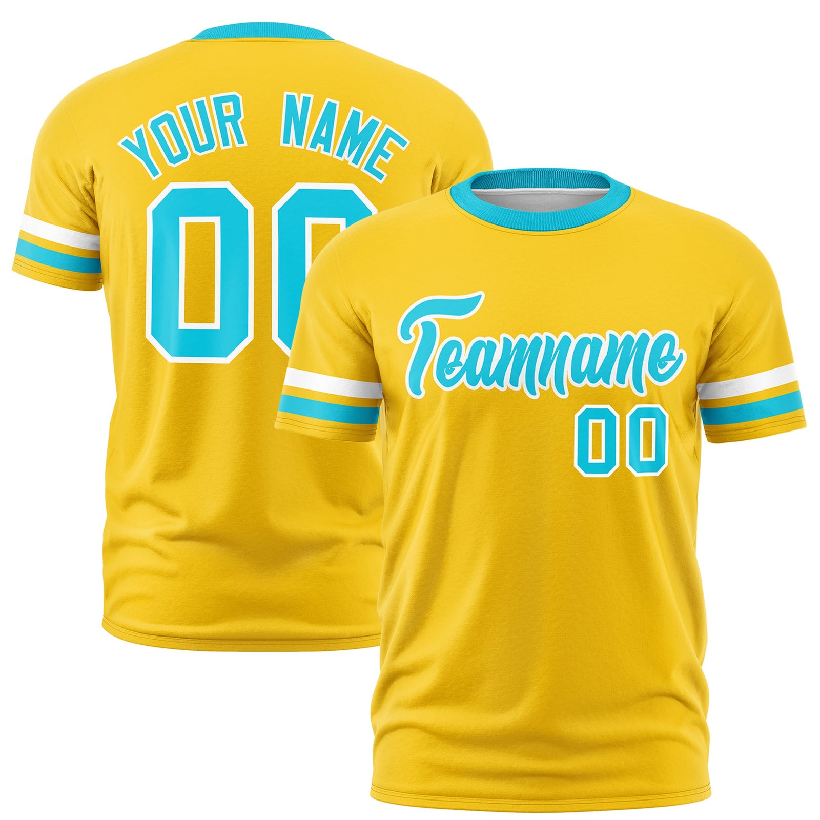 Custom Gold Sky Blue Classic Style Stripe Fashion T-shirt| KXKSHOP