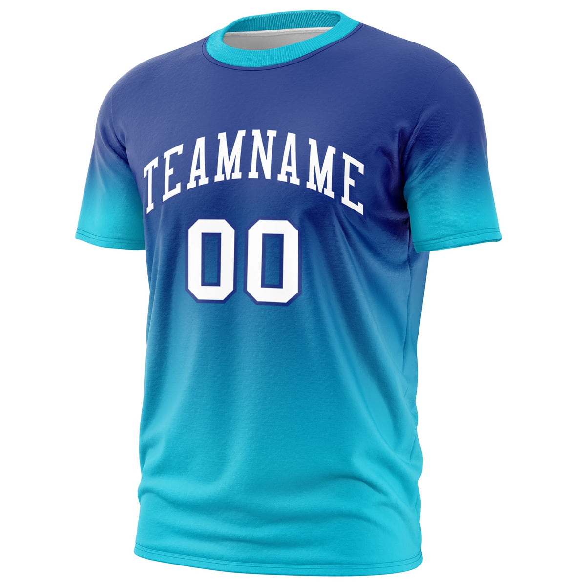 Custom Royal Blue White Gradient Fashion Lightweight T-shirt| KXKSHOP