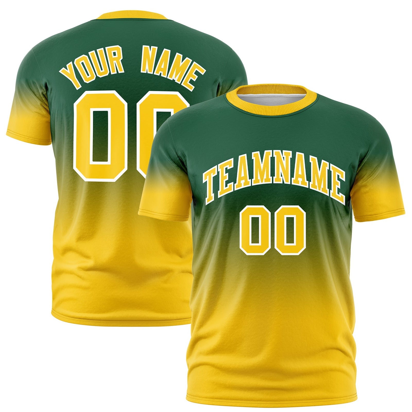 Custom Green Gold White Gradient Fashion Quick Dry T-shirt| KXKSHOP