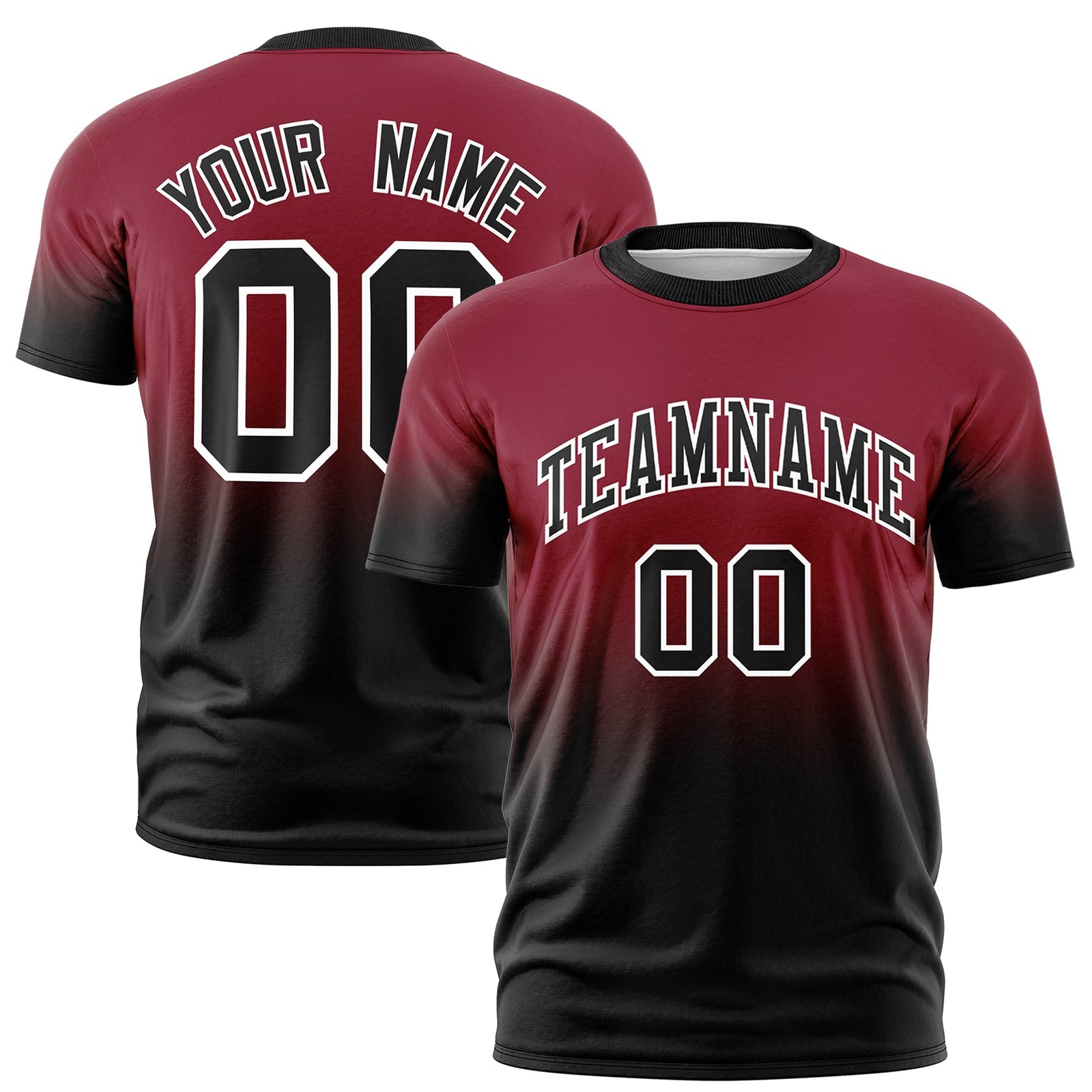 Custom Crimson Black White Gradient Fashion Quick Dry T-shirt| KXKSHOP