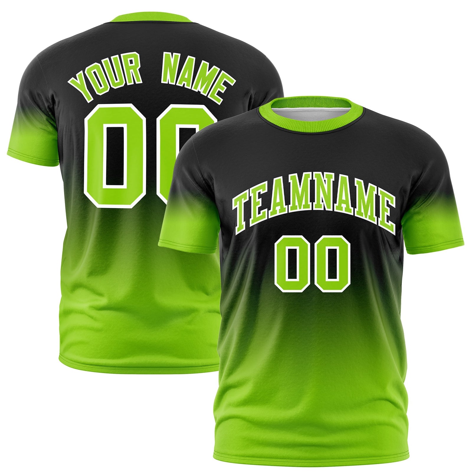 Custom Black Neon Green White Gradient Fashion Lightweight T-shirt| KXKSHOP