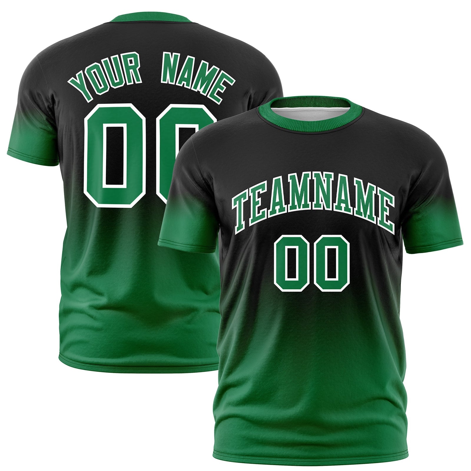 Custom Black Kelly Green White Gradient Fashion Quick Dry T-shirt| KXKSHOP