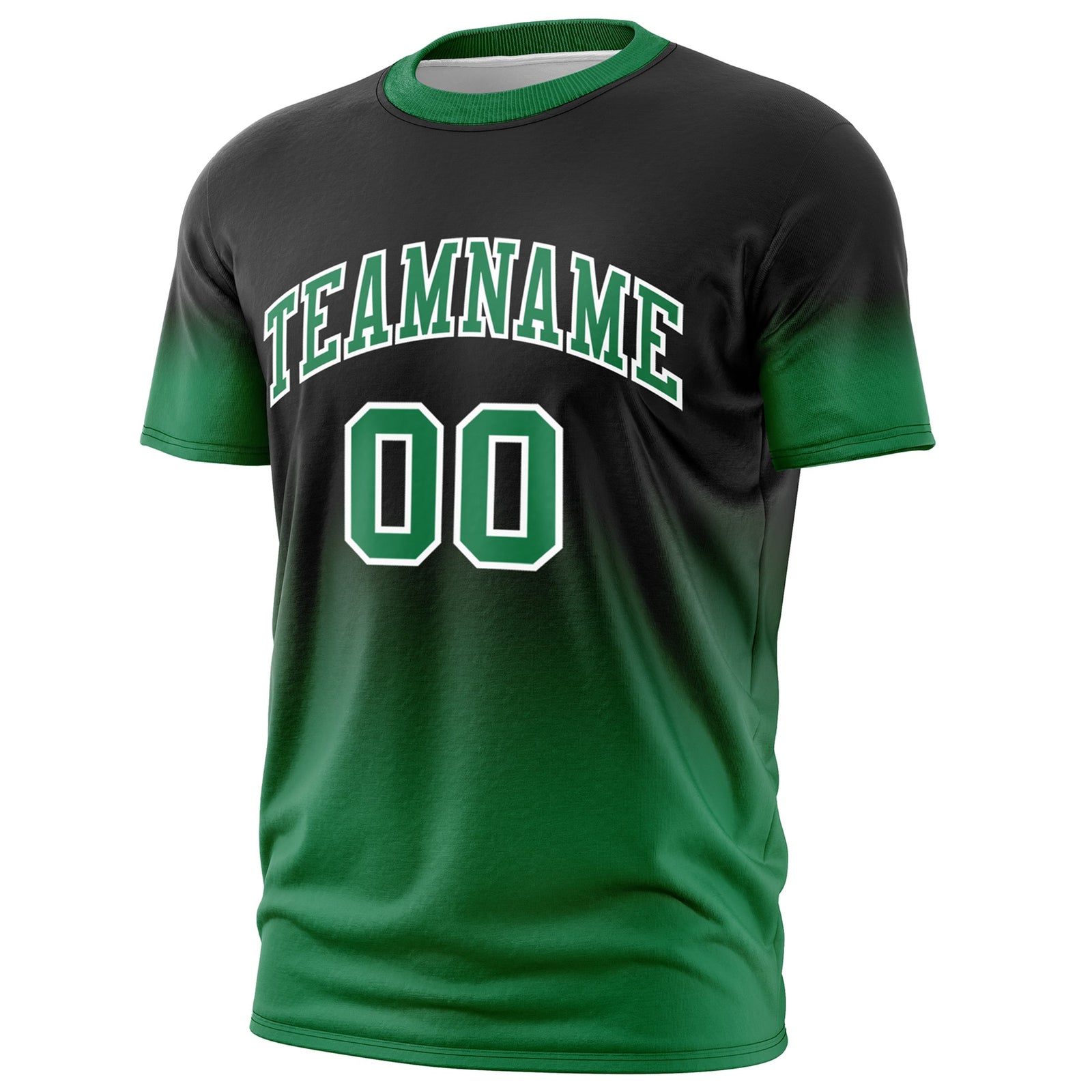 Custom Black Kelly Green White Gradient Fashion Quick Dry T-shirt| KXKSHOP