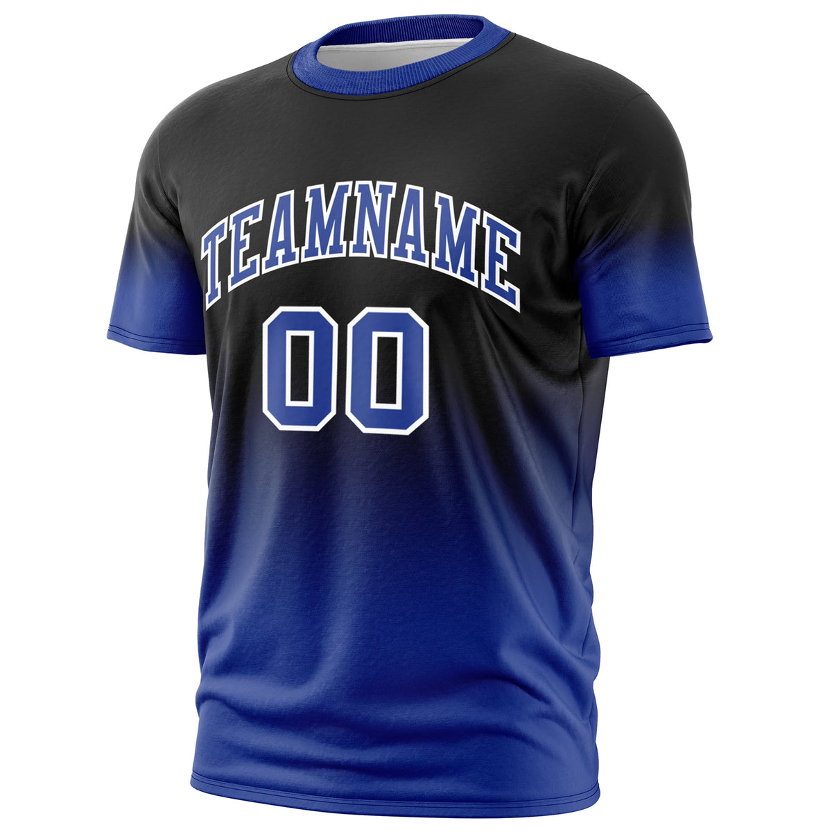 Custom Black Royal Blue White Gradient Fashion Lightweight T-shirt| KXKSHOP