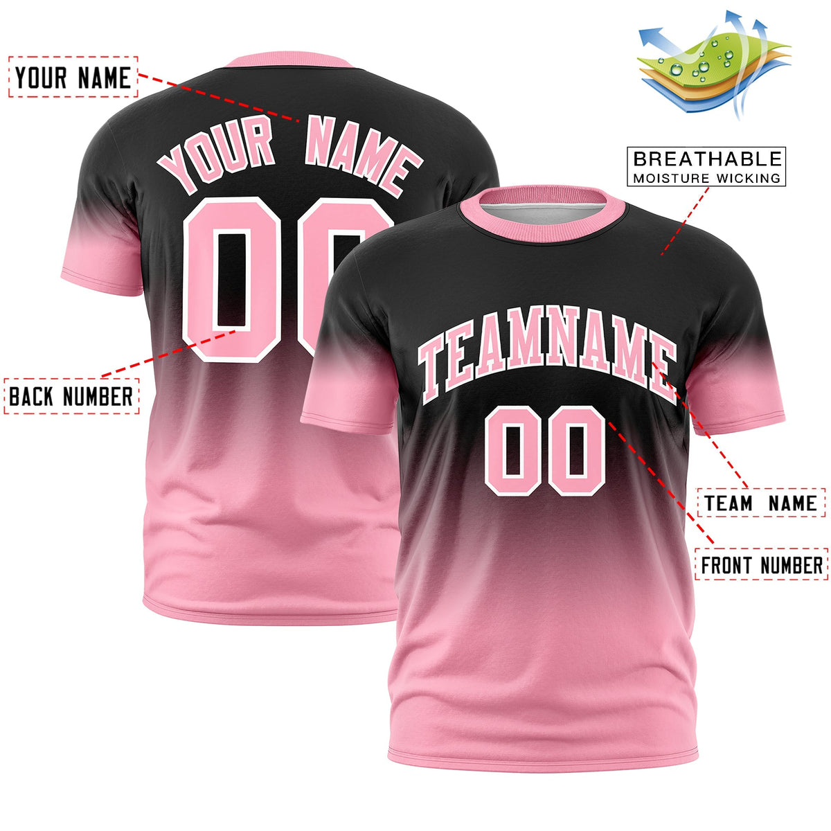 Custom Black Light Pink White Gradient Fashion Quick Dry T-shirt| KXKSHOP