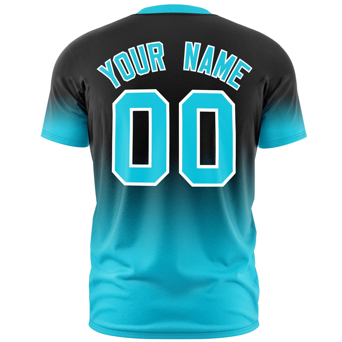 Custom Black Sky Blue White Gradient Fashion Lightweight T-shirt| KXKSHOP