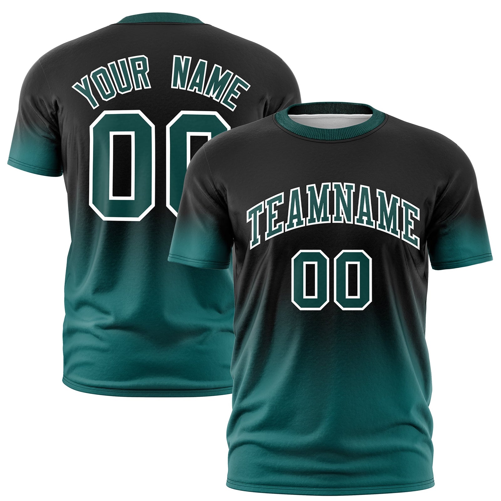 Custom Black Teal White Gradient Fashion Quick Dry T-shirt| KXKSHOP