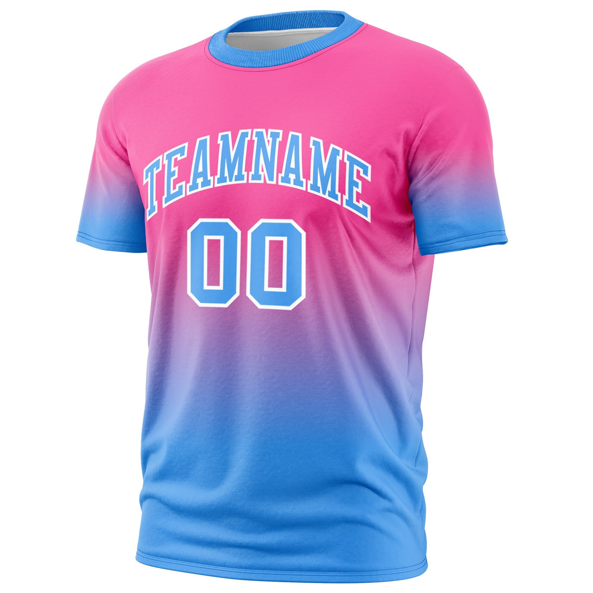 Custom Pink Powder Blue White Gradient Fashion Lightweight T-shirt| KXKSHOP