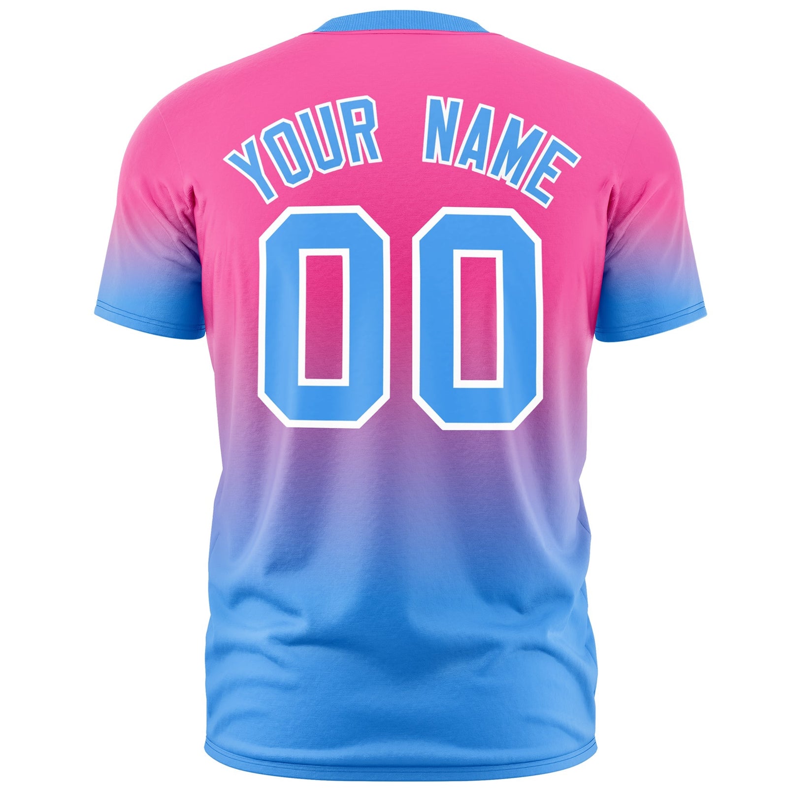 Custom Pink Powder Blue White Gradient Fashion Lightweight T-shirt| KXKSHOP
