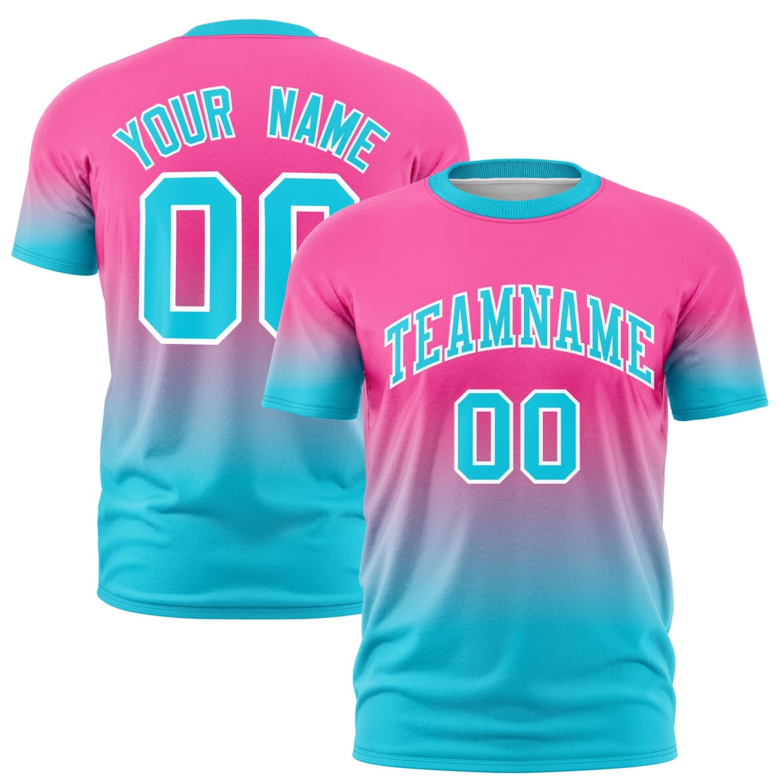 Custom Pink Sky Blue White Gradient Fashion Quick Dry T-shirt| KXKSHOP
