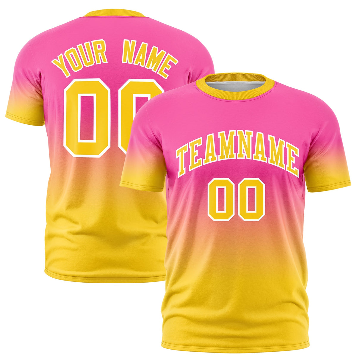 Custom Pink Gold White Gradient Fashion Lightweight T-shirt| KXKSHOP