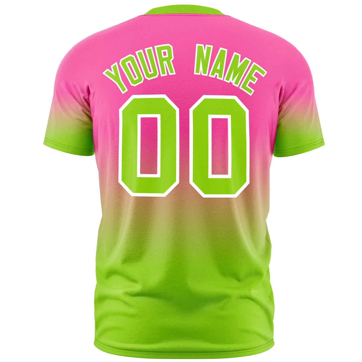 Custom Pink Neon Green White Gradient Fashion Quick Dry T-shirt| KXKSHOP