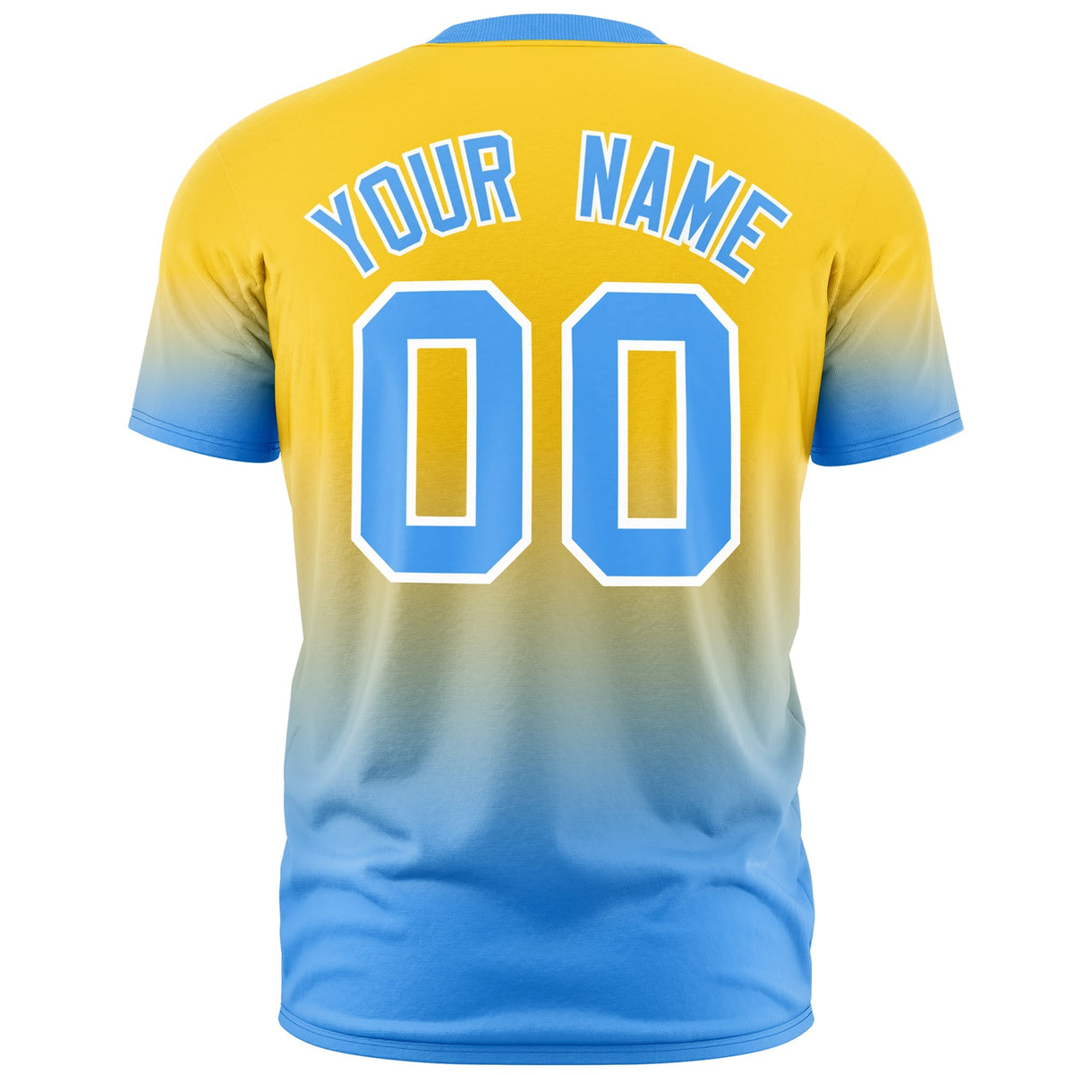Custom Gold Powder Blue White Gradient Fashion Lightweight T-shirt| KXKSHOP