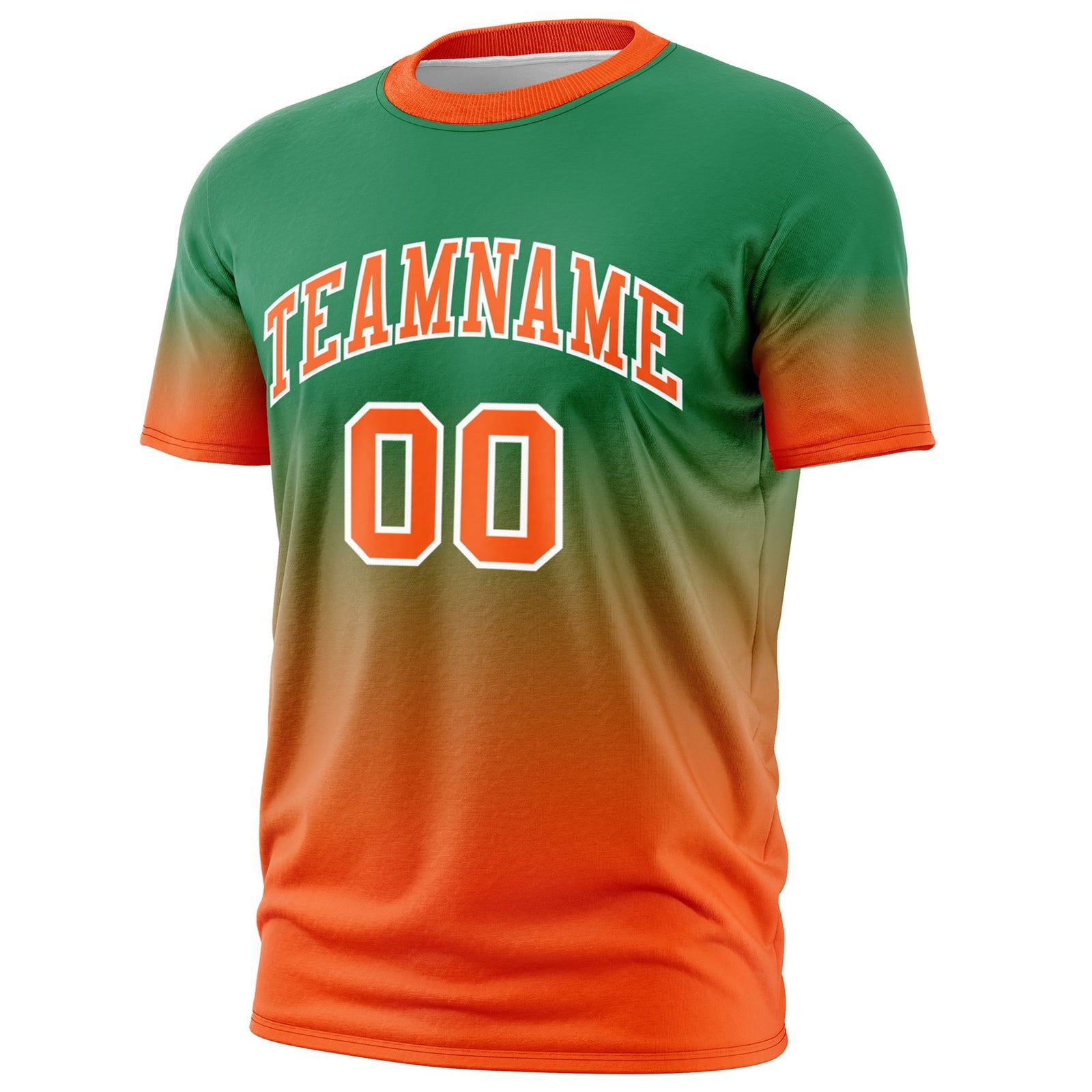 Custom Kelly Green Orange White Gradient Fashion Lightweight T-shirt| KXKSHOP