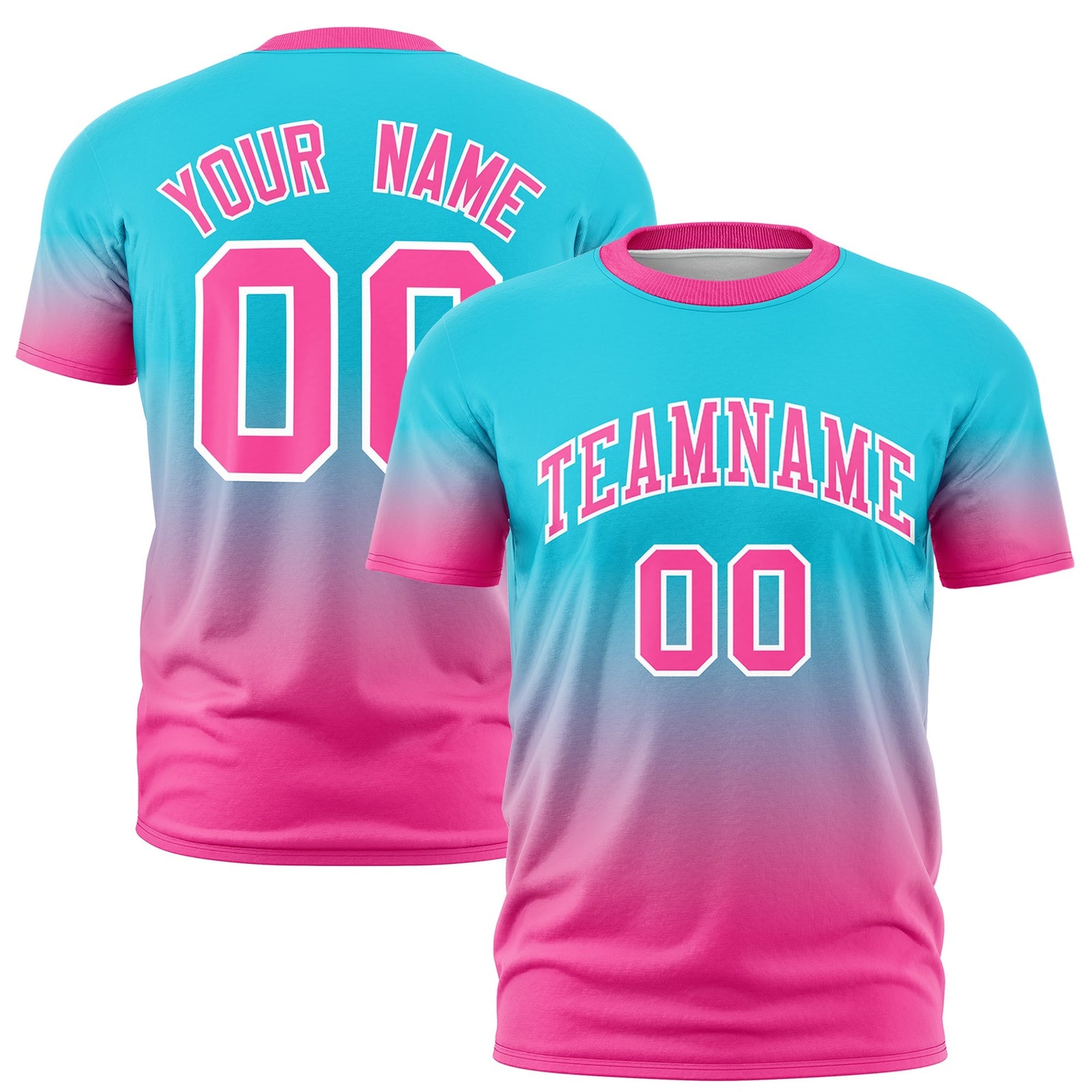 Custom Sky Blue Pink White Gradient Fashion Lightweight T-shirt| KXKSHOP