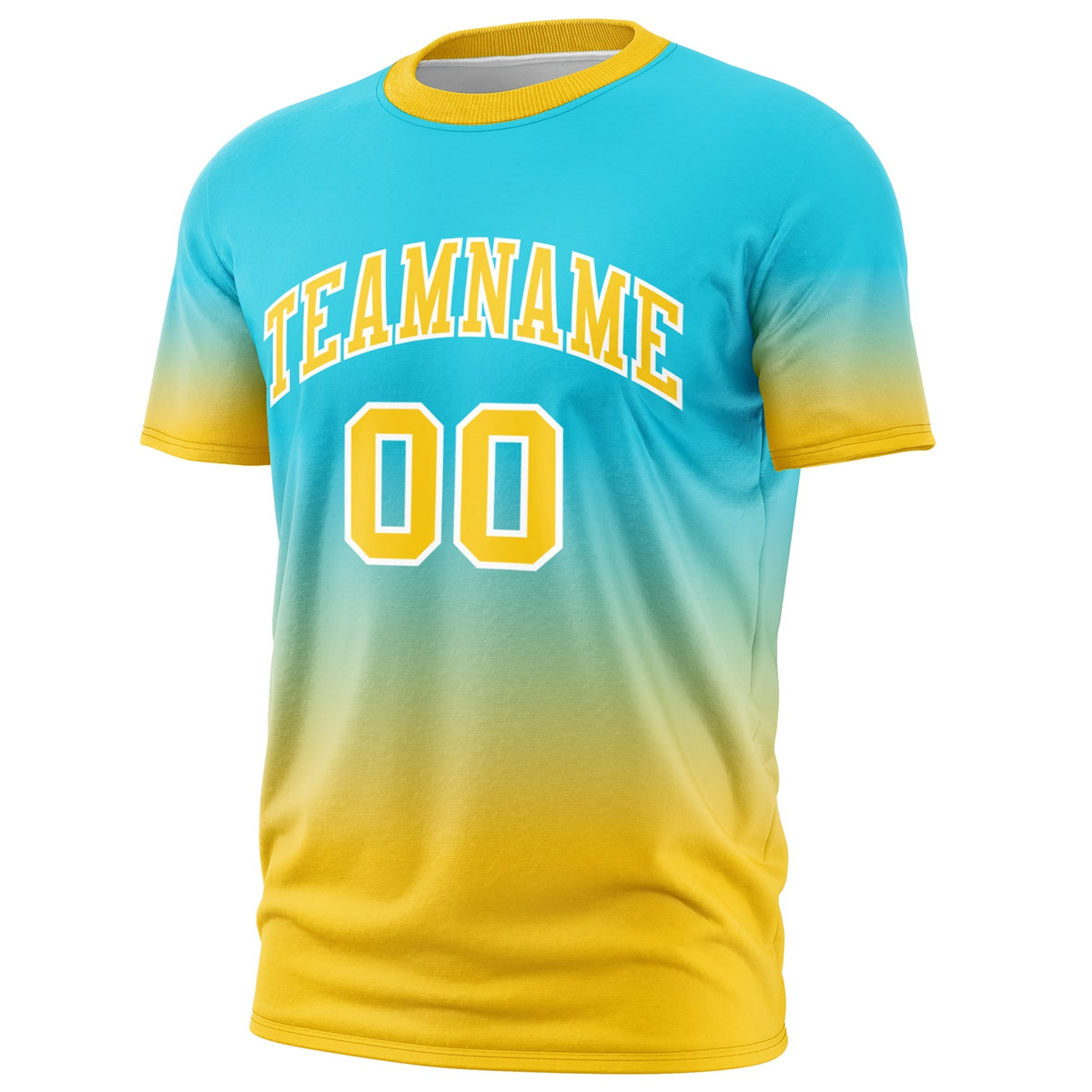 Custom Sky Blue Gold White Gradient Fashion Quick Dry T-shirt| KXKSHOP