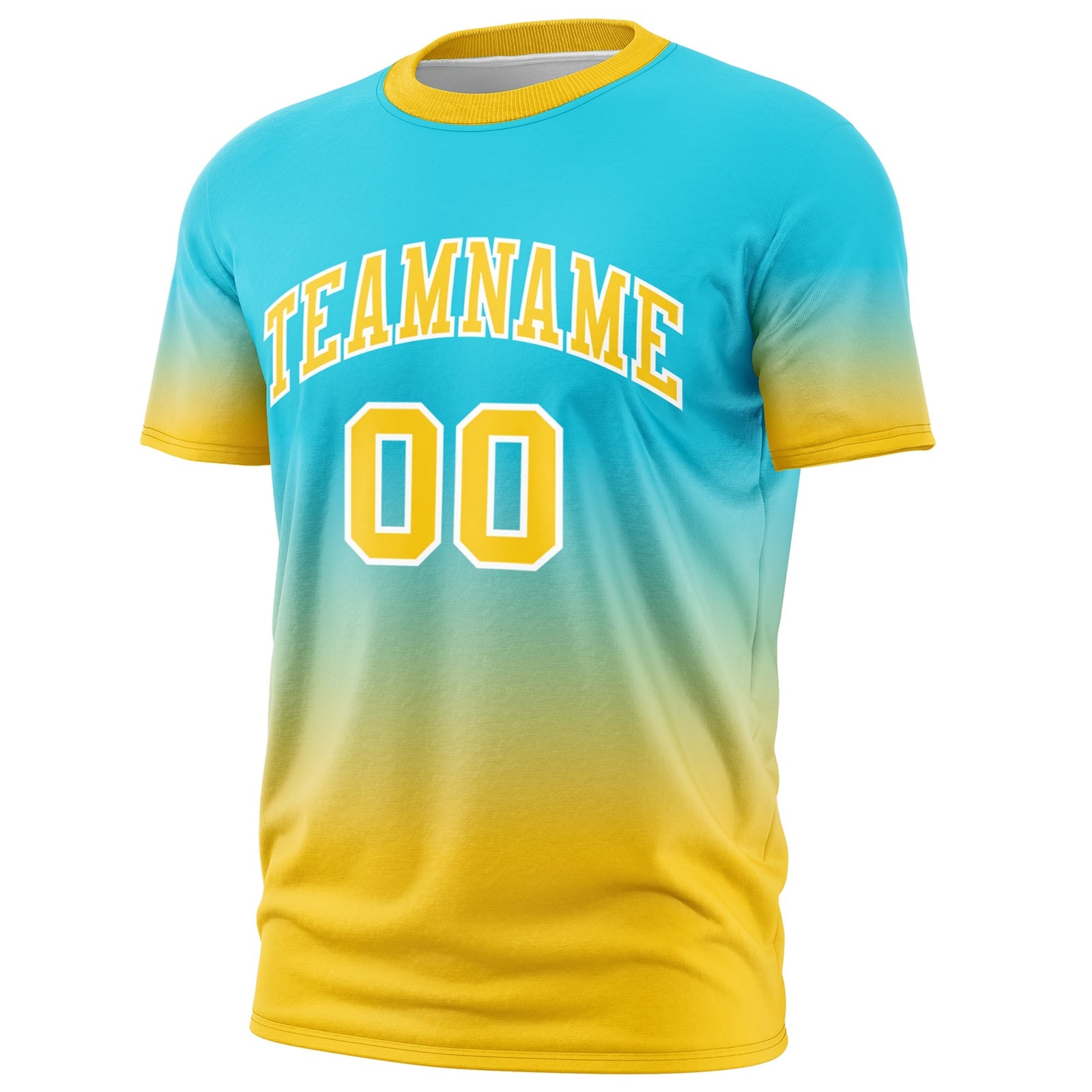 Custom Sky Blue Gold White Gradient Fashion Quick Dry T-shirt| KXKSHOP