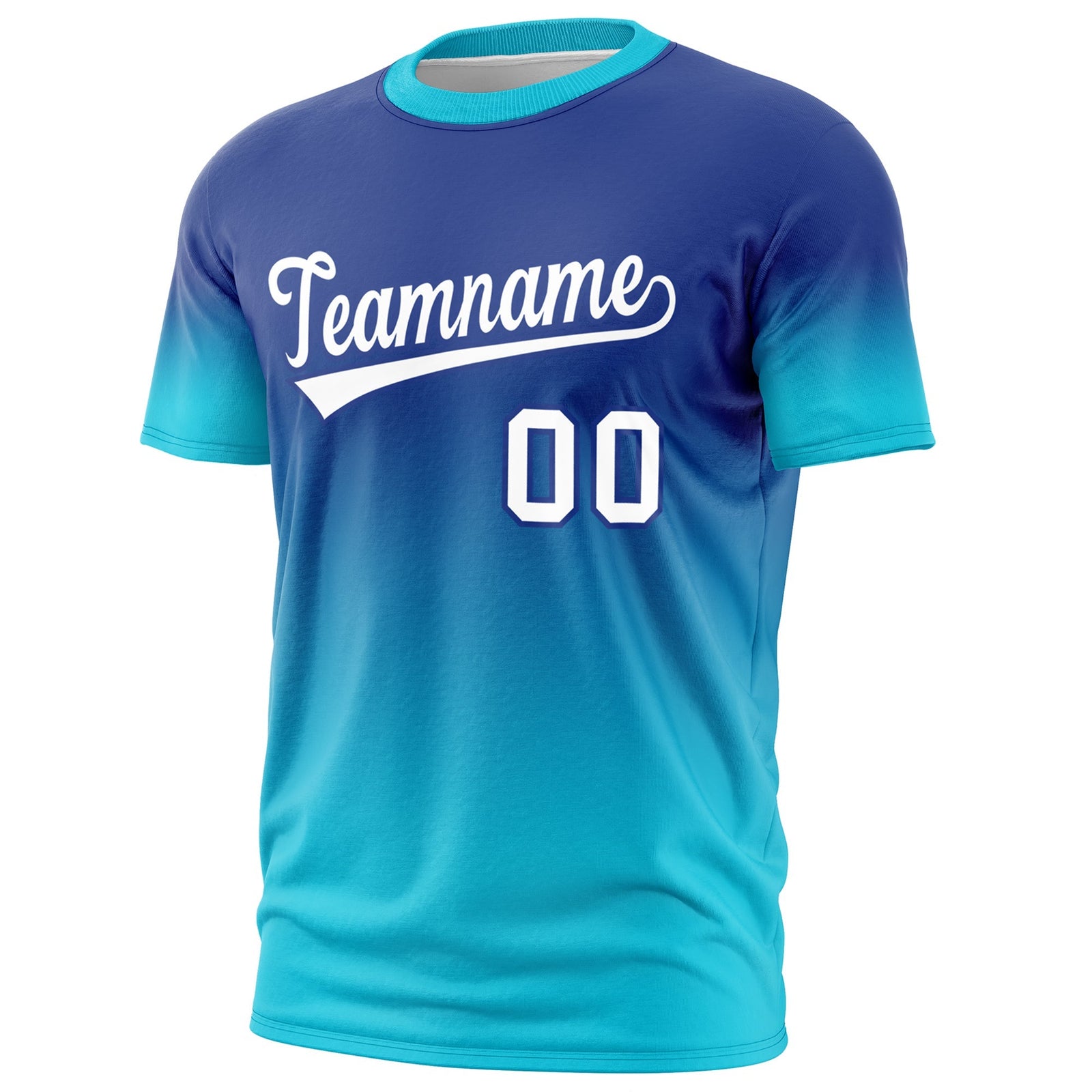 Custom Royal Blue White Gradient Fashion Lightweight T-shirt| KXKSHOP