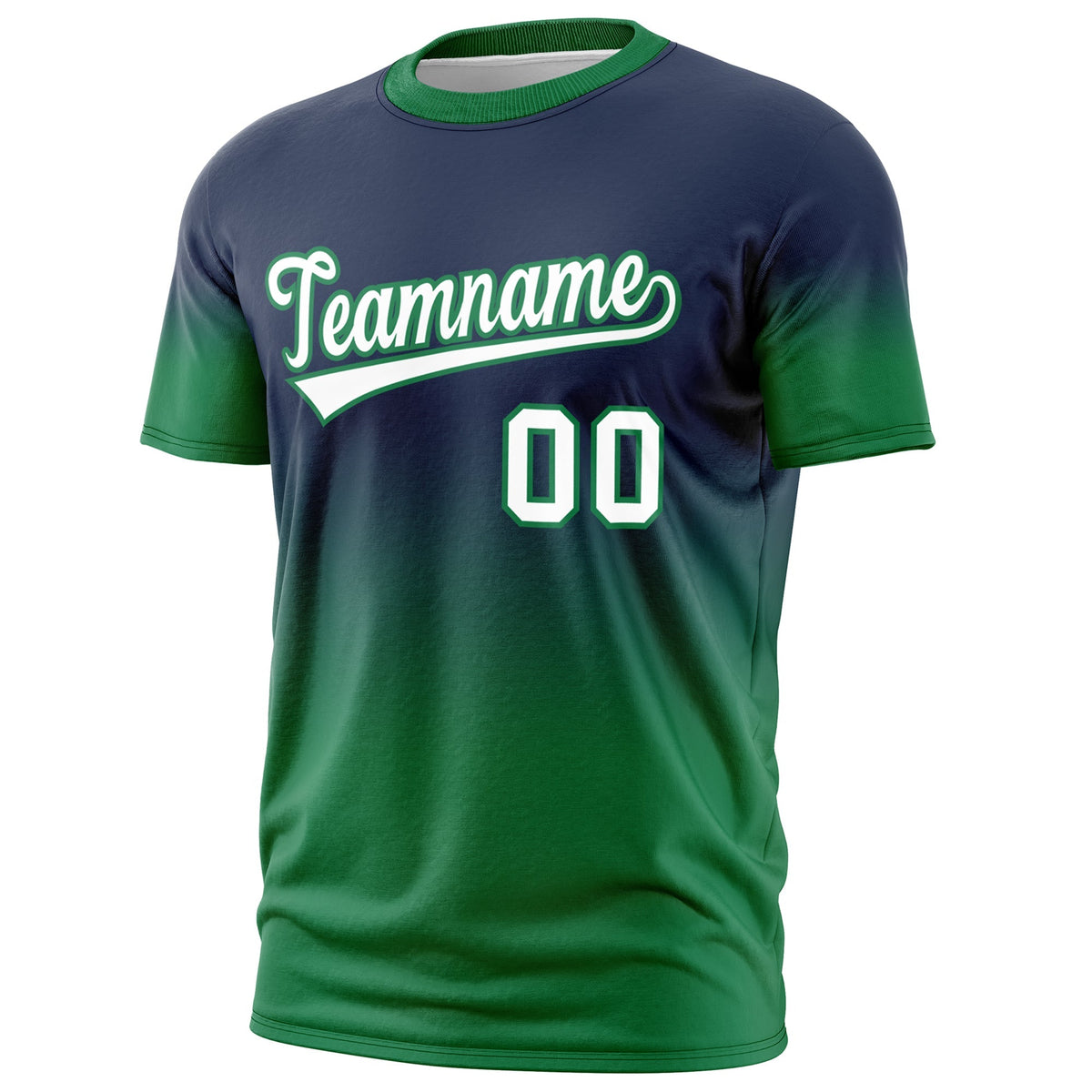 Custom Navy White Kelly Green Gradient Fashion Lightweight T-shirt| KXKSHOP