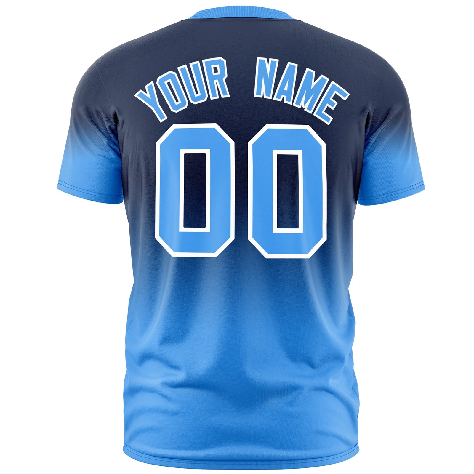 Custom Navy Powder Blue White Gradient Fashion Lightweight T-shirt| KXKSHOP