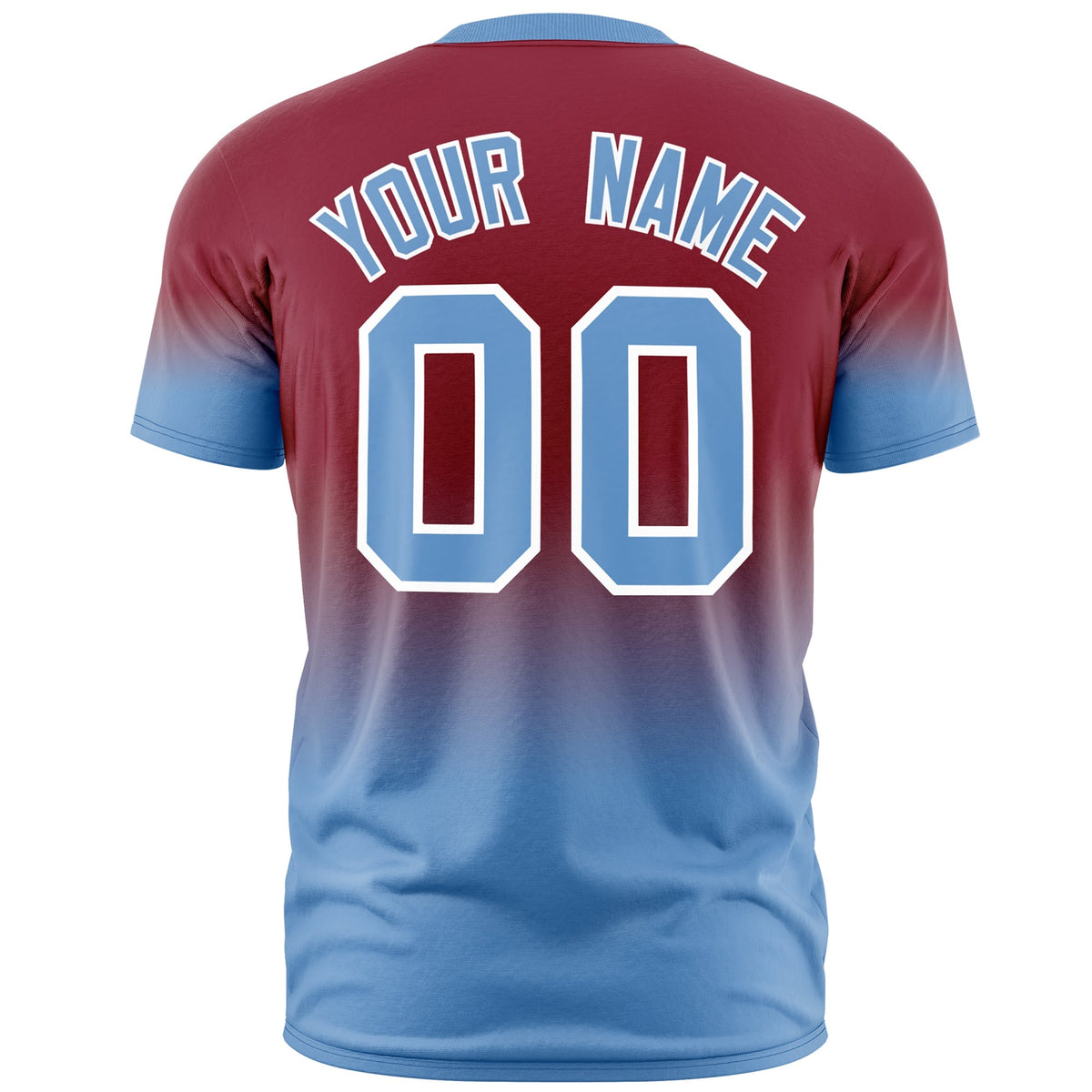 Custom Crimson Light Blue White Gradient Fashion Lightweight T-shirt| KXKSHOP