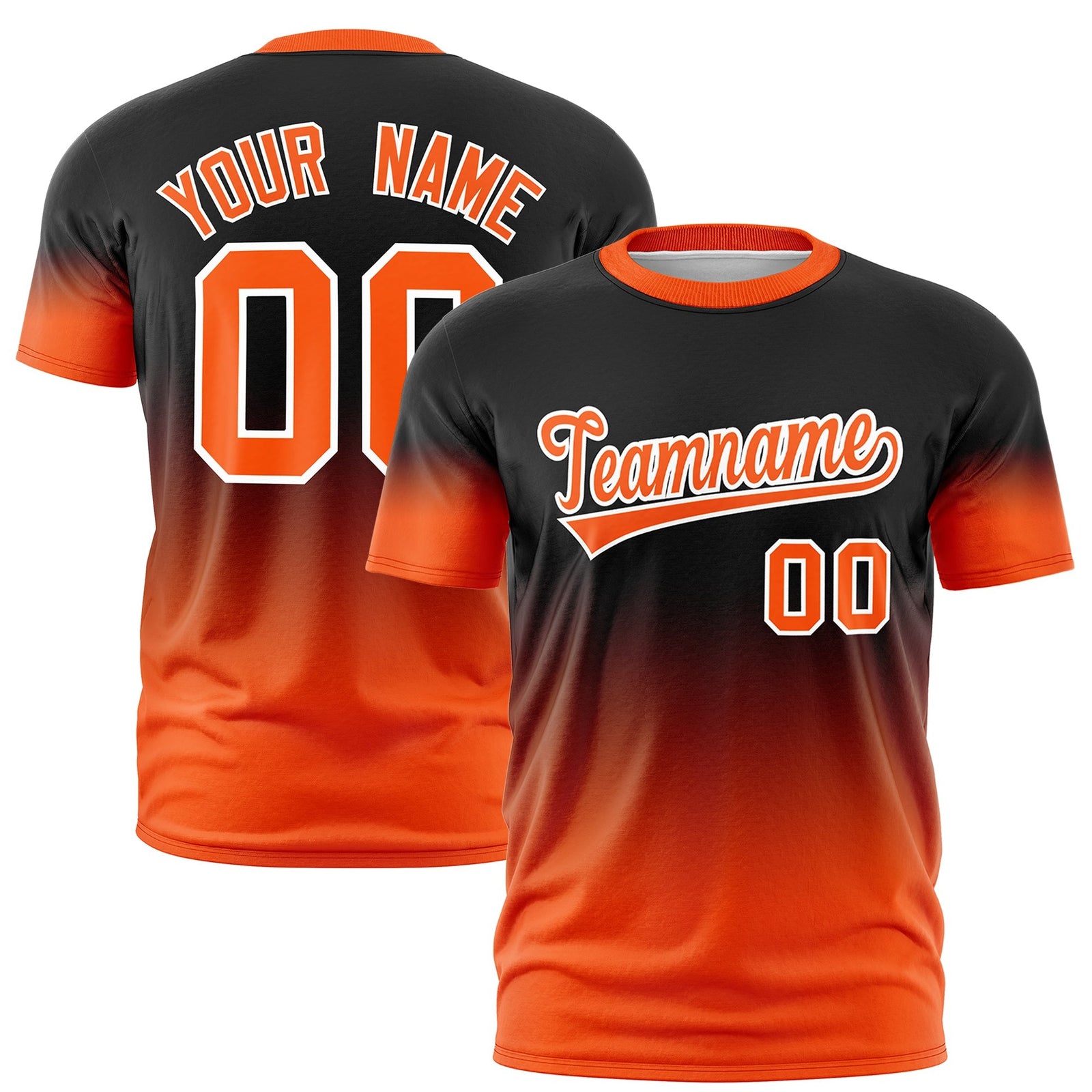 Custom Black Orange White Gradient Fashion Lightweight T-shirt| KXKSHOP