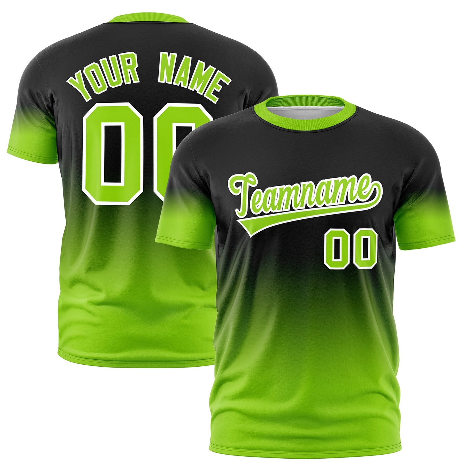 Custom Black Neon Green White Gradient Fashion Lightweight T-shirt| KXKSHOP