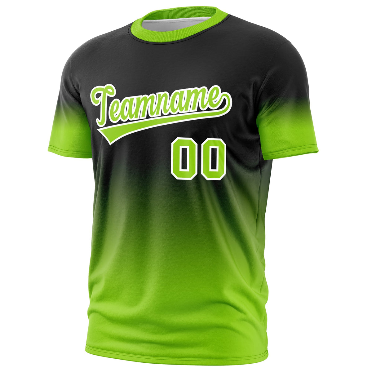 Custom Black Neon Green White Gradient Fashion Lightweight T-shirt| KXKSHOP