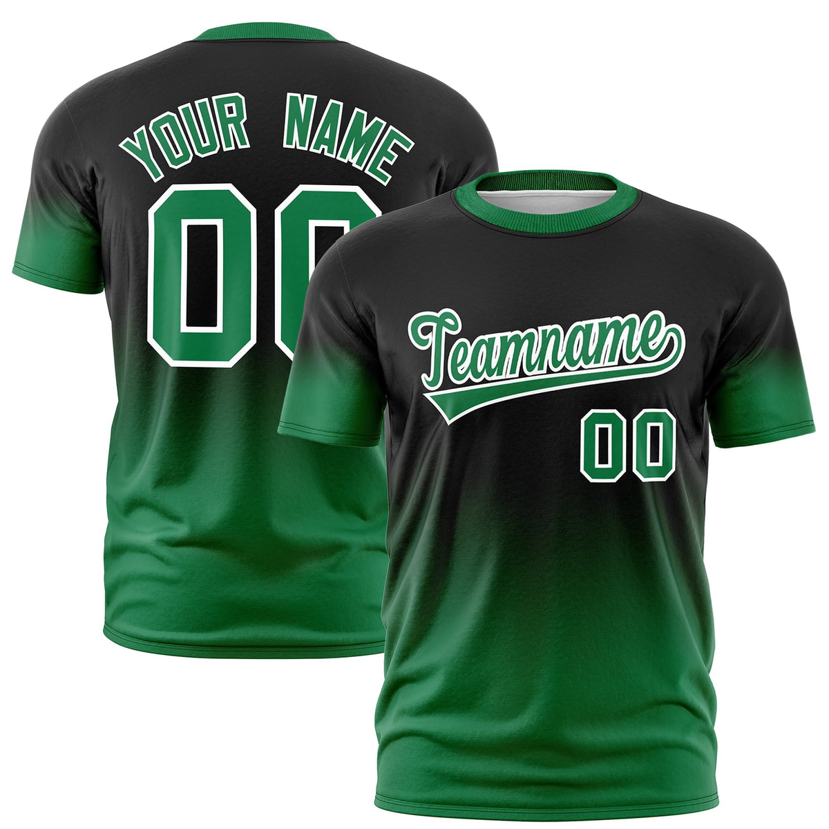 Custom Black Kelly Green White Gradient Fashion Quick Dry T-shirt| KXKSHOP