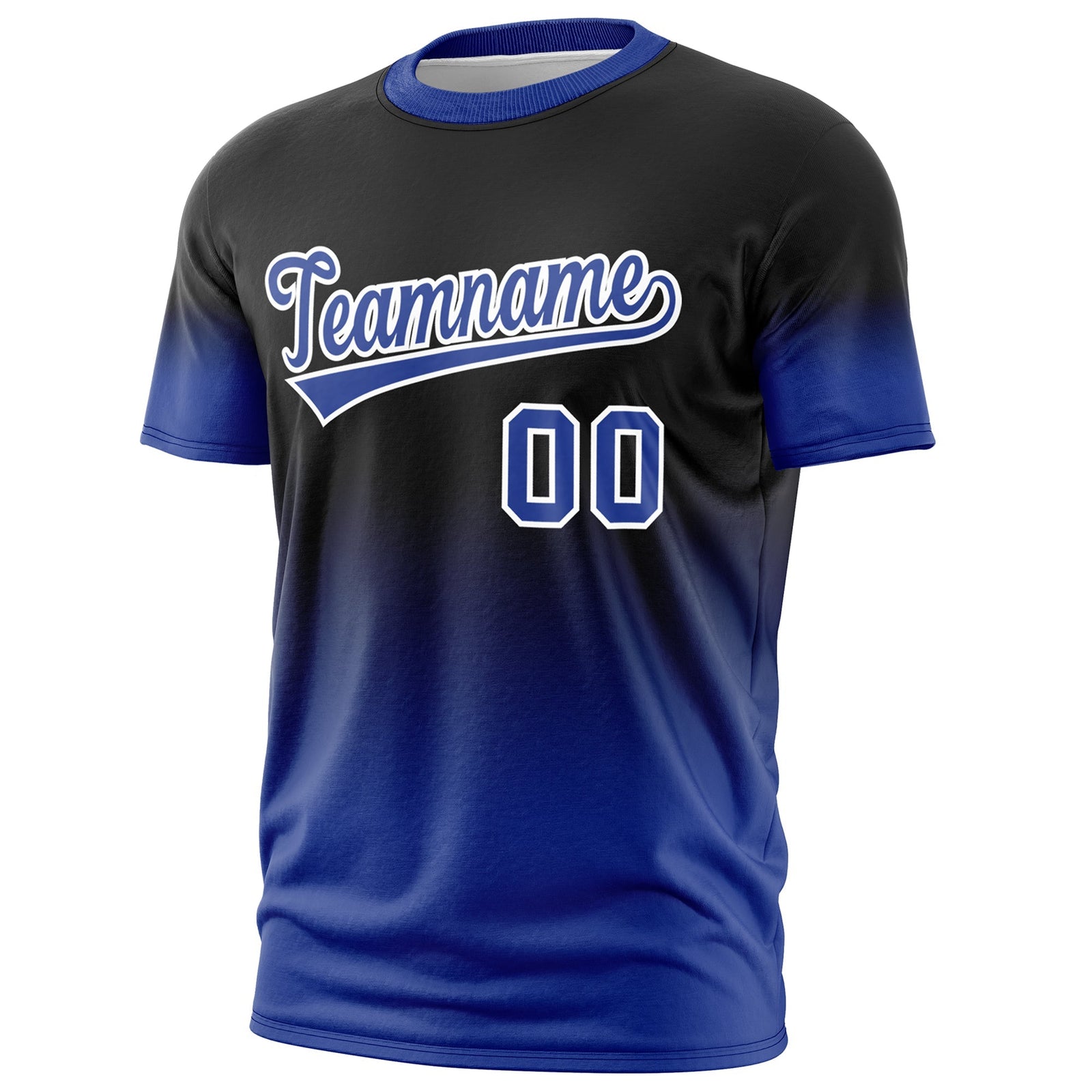 Custom Black Royal Blue White Gradient Fashion Lightweight T-shirt| KXKSHOP